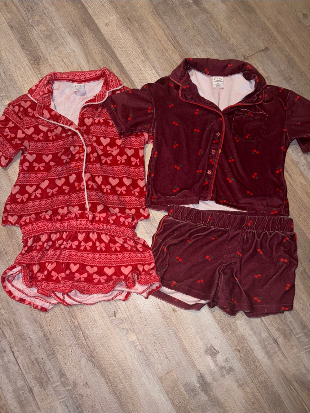 Art Class Red Heart & Cherry Girls Pajama Sets - 2pc Size M 8